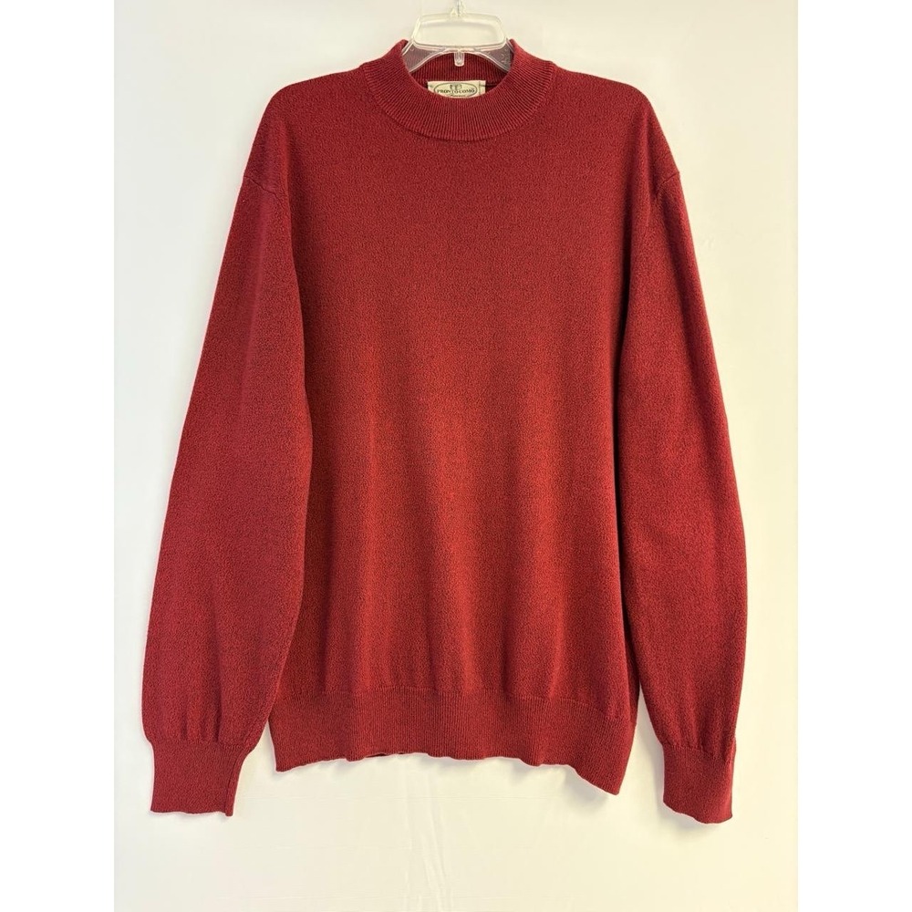 Pronto Uomo Men's Mock Neck Sweater Pullover Sz Large Burgundy Cotton Blend